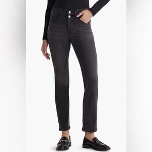 New! Madewell black Cali Demi Fit mid-rise kick out double button jeans W33